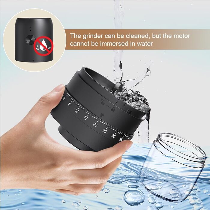 Електрична кавомолка HOTUT з регулюванням помелу, 40 ступенів, з керамічним жорном, акумулятор 1800mAh для подорожей та кемпінгу