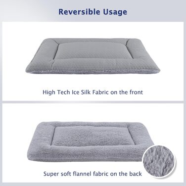 Килимок для собак BVAGSS: двосторонній, прохолодний та теплий, для малих, середніх та великих собак, 76x50 см, сірий
