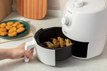 Фритюрниця без олії Mini 1.8L з таймером та функцією підігріву | Airfryer 1200W | Економія енергії та швидкість | Біла