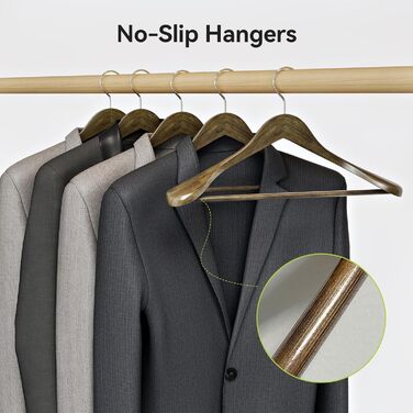 Дерев'яні вішалки для одягу AWY04N (Медовий колір, 10 шт.) - для костюмів, сорочок, пальто