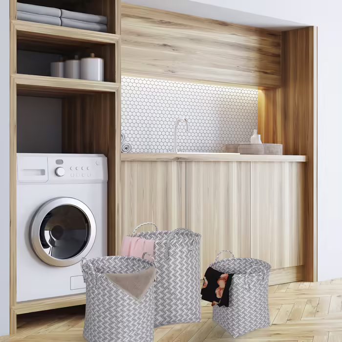 Relaxdays Woven Laundry Basket 3-Piece Set