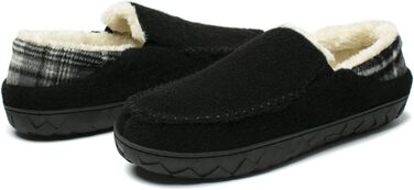 Домашні тапочки NewDenBer для чоловіків, мокасини з піною пам'яті, теплі та зручні, з неслизькою гумовою підошвою (47 EU, 2 Чорний)