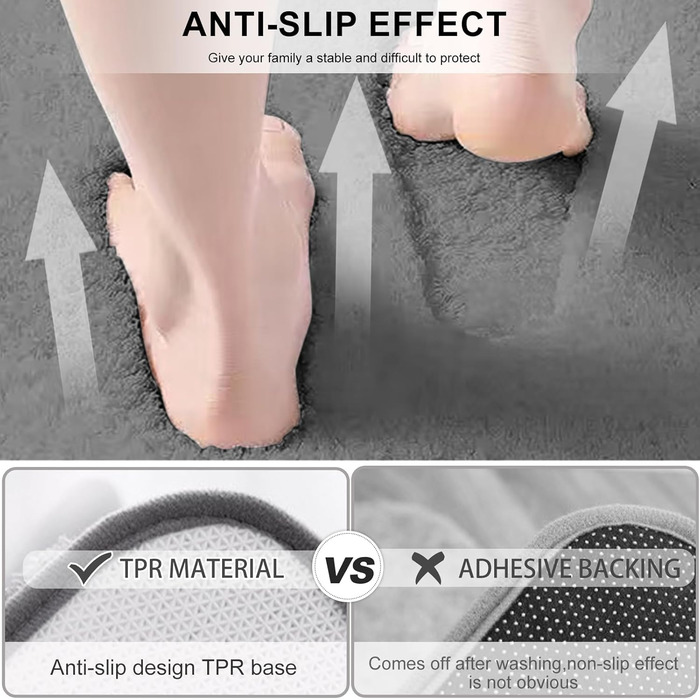 Килимок для ванної кімнати 40x60 см, антиковзаючий, м'який, швидковисихаючий, з високим ворсом, з мікрофібри, для ванни, душу та ванної кімнати (темно-сірий)