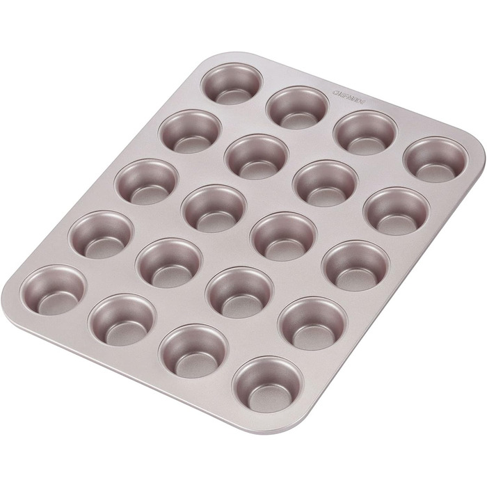 CHEFMADE Mini Muffin Pan, 20-Cavity Non-Stick Tiny Cupcake Pan Baking Pans for Oven Baking (Champagne Gold)