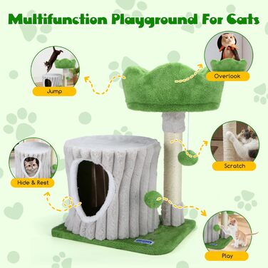 Кігтеточка для котів Nobleza Katzenbaum – стабільна, з платформою та будиночком, 40x30x55 см