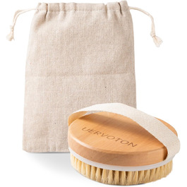 Щітка для пілінгу Uervoton, суха щітка з натуральної щетини Tampico, для проблемної шкіри, целюліту та набряків, покращує кровообіг завдяки пілінгу (з сумкою для зберігання) 1 шт. з сумкою