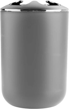 Комплект аксесуарів для ванної кімнати на 6 предметів: дозатор для мила, мильниця, тримач для зубних щіток, стакан для ополіскування, тримач для унітазу, сміттєвий бак (сірий)