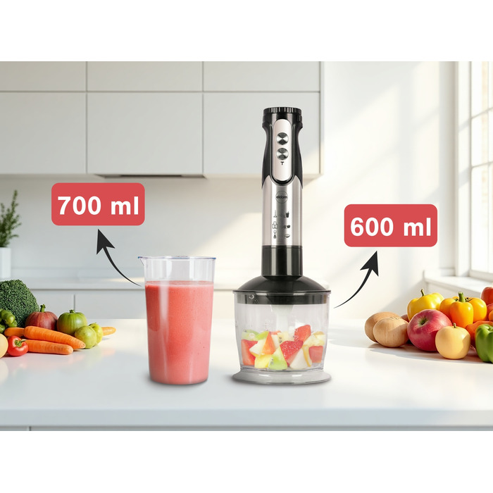 Мультифункціональний занурювальний блендер-подрібнювач Eldom BL250, потужний, 800 Вт, набір