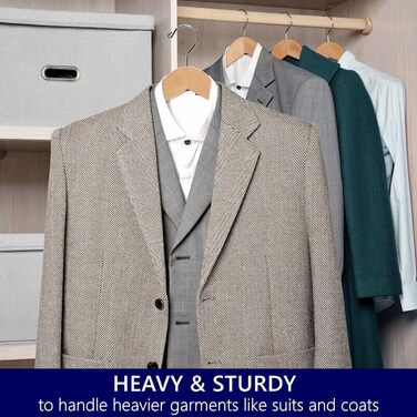 Amber Home 10-Piece 44.5cm Natural Wooden Clothes Hangers with Wide Shoulders (5.8cm), Sturdy and Shiny Hanger with Round Bar for Suit, Jacket, Coat, Shirt, Trousers