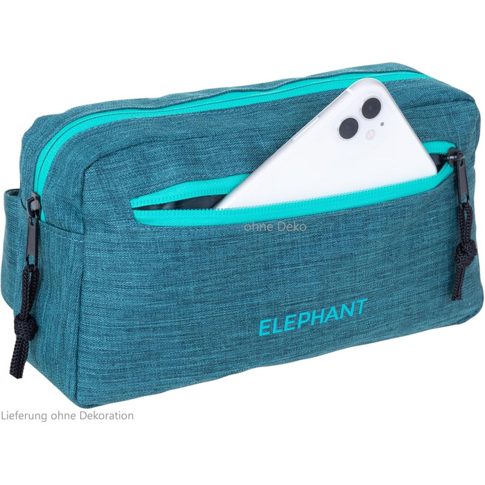 Сумка на пояс для чоловіків та жінок. Велика сумка через плече/на груди, спортивна, для подорожей. Елемент декору - слон. Кольори: зелено-бірюзовий, petrol. Модель 13027