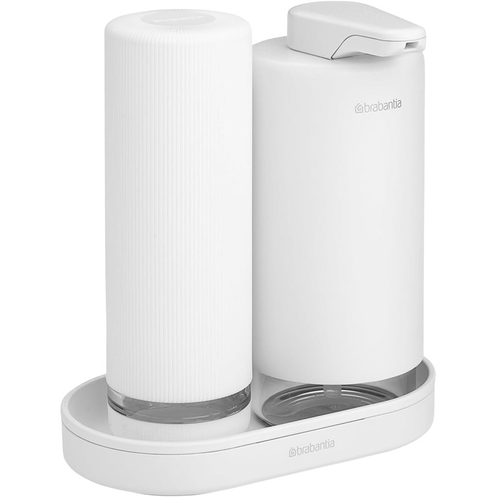 Brabantia Набір дозаторів для мила та засобів для миття посуду, 2 шт., сірий Infinite Grau, 2x200 мл, металевий з текстурованою поверхнею