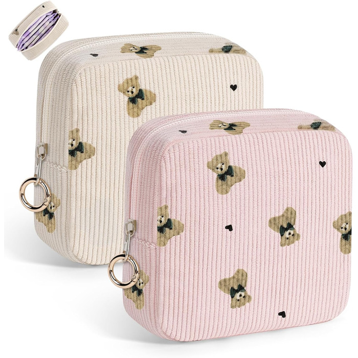 Набір косметичок Desing Wish 2 шт. (міні + велика) – рожевий та хакі, бежевий та чорний