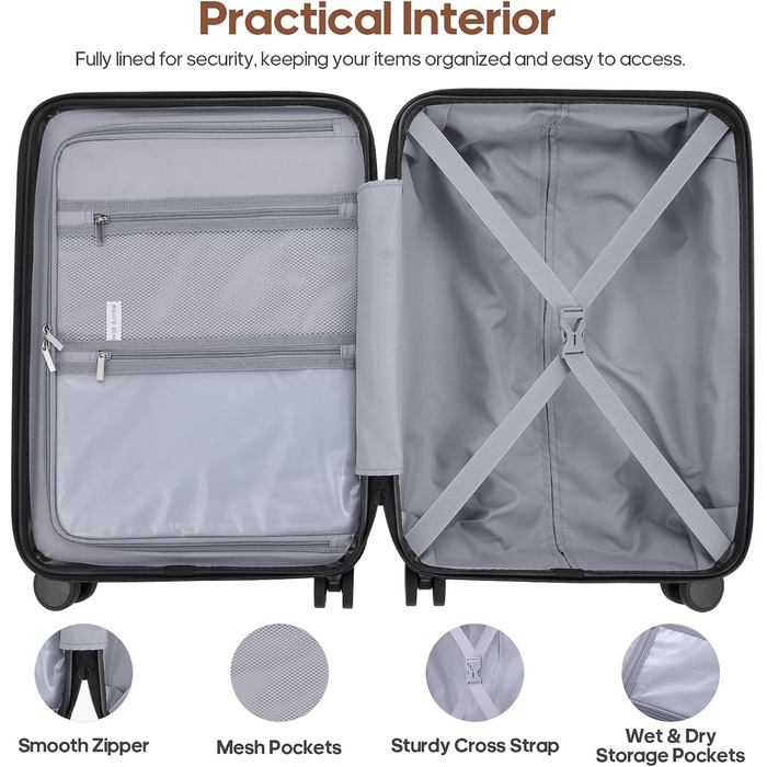 Набір валіз Roadcheer: тріо з полікарбонату з TSA-замком та аксесуарами (рюкзак, культки, сумочка для взуття)