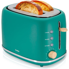 Тостер Nordic з широким слотом, 2-х місний, 6 рівнів підсмажування, функція підігріву та розморожування, зйомний піддон для крихт, північний дизайн, 870 Вт, зелений