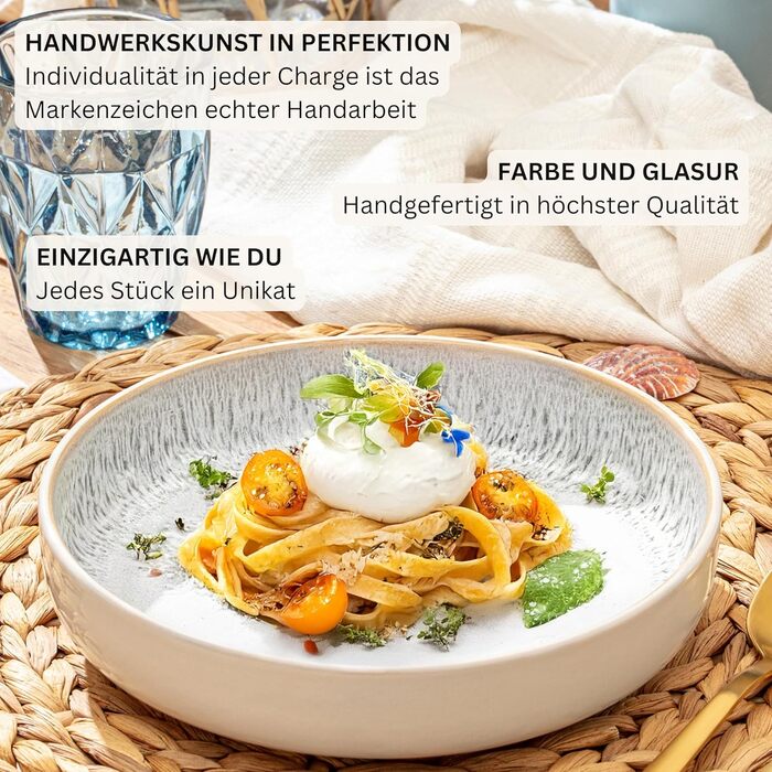 Набір посуду SÄNGER Kreta 24 частини, 6 осіб, керамічний посуд, блакитний з кремовим, VALUE COLLECTION