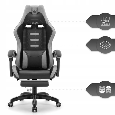 Ігрове крісло HELL'S CHAIR HC-1039 2.0 Black-Grey, тканина