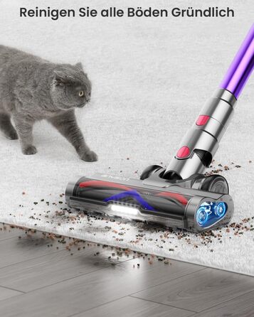 Anyson 45000Pa/550W/70Min Cordless Vacuum Cleaner, 1.6L Battery Vacuum Super Quiet, Self-Charging Cordless Vacuum with LED Display/Anti-Tangle Brush, Stick Vacuum for Hard Floors, Carpets, and Pet Hair