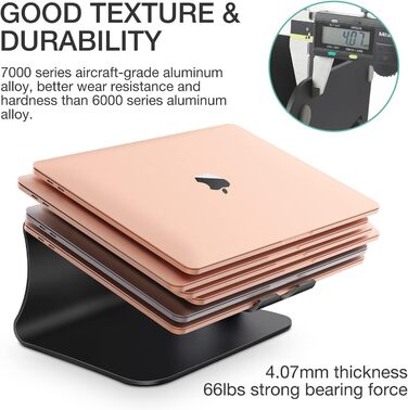 Підставка для ноутбука з алюмінію, сіра, для MacBook Air/Pro, Dell, HP, Lenovo, Microsoft Surface, Samsung (11-16 дюймів)