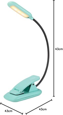 Ліхтар для читання BIGMONAT з USB зарядкою, кліпсою, 6 LED, 3 режими яскравості та колірної температури, гнучкий на 360°, синій