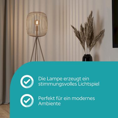 Настільна лампа EGLO Romazzina на штативі: металева тринога, чорний колір, Е27, для спальні та вітальні