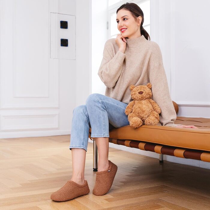 В'язані домашні тапочки VeraCosy з піною з пам'яті та фетровим верхом, з підкладкою з полярного флісу (42/43 EU, Бежевий)