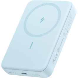 Anker Zolo Powerbank магнітна, 10000mAh, 30W, бездротова зарядка, для iPhone 17/16/15, AirPods та інших пристроїв (Блакитний)