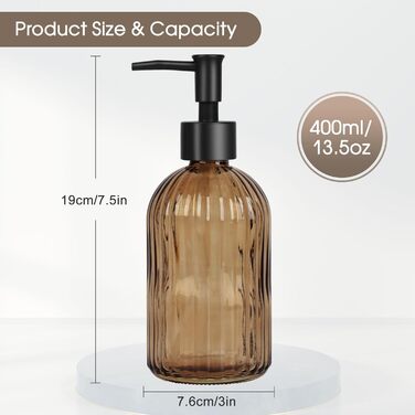 Скляні дозатори для мила Topsky (2 шт.), 400 мл, з нержавіючою помпою, для кухні та ванної кімнати, підходить для лосьйонів, ефірних олій та рідкого мила, колір - бурштиновий