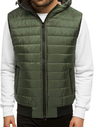 Чоловіча степкова жилетка OZONEEE з капюшоном, без рукавів, спортивна, для активного відпочинку, розмір M, зелена