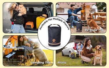 Контейнер для корму для собак, 11.8 кг, 20 л, чорний. Складаний, витримує воду, для подорожей, кемпінгу та дому