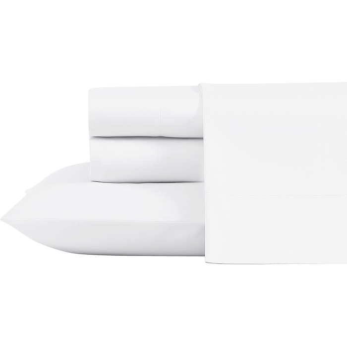 Laura Ashley - Bedding Set for King-Size Beds, Luxurious Satin Cotton, 800 Thread Count, Soft and Smooth Home Decor (Solid, White, King Size Bed)