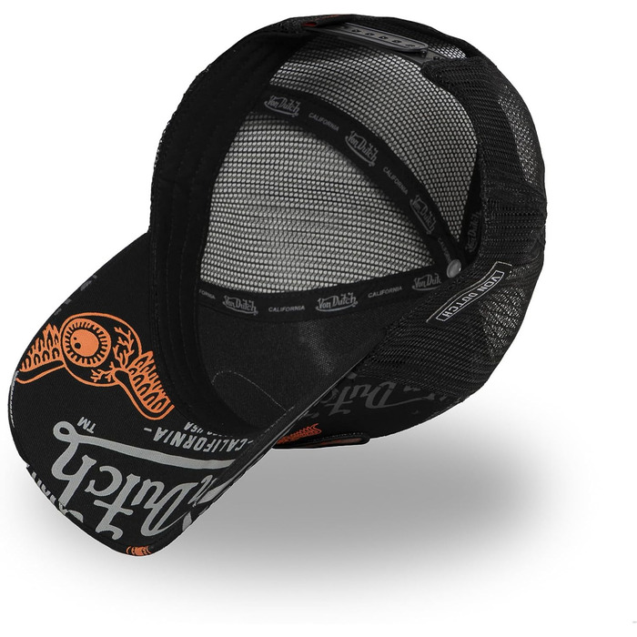 Кепка Von Dutch Trucker Snapback, чорно-оранжево-сіра, унісекс