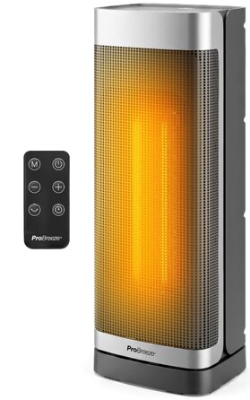 Керамічний тепловентилятор-товіль Pro Breeze ThermaCube Plus 2200W з термостатом, дистанційним керуванням та Eco-режимом, поворот 65°, захист від перекидання