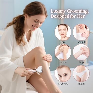 Електричний жіночий тример/рашувач BarberBoss 5-в-1 QR-8005: для обличчя, тіла, бікіні, носа та брів. Бездротовий, для мокрого та сухого гоління.