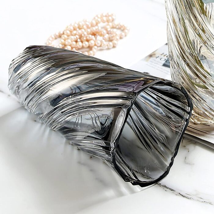 Скляна ваза для квітів, сучасний мінімалістичний дизайн, ручної роботи, для дому, декорування, гідропоніки, подарунок на весілля або новосілля, сірий колір