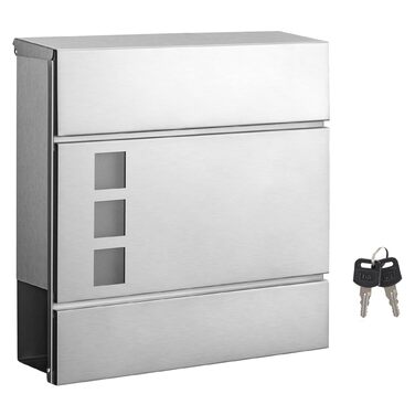 Поштовий ящик SONGMICS XXL скребковий, 37x37x10.5 см, з вікном, замком (2 ключі), сріблястий - GMB052G01