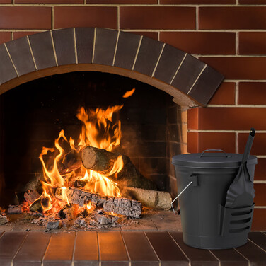 Relaxdays Ash Bucket with Lid and Scoop