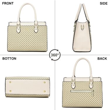Стильна жіноча сумка-шопер KURGOOL з двоколірної шкіри бежевого кольору, дизайнерська сумка через плече з ручками
