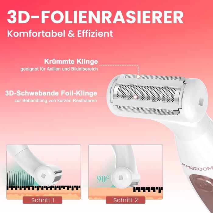 Електричний триммер для тіла MAXGROOM 4-в-1: для обличчя, брів, тіла та інтимної зони, білий