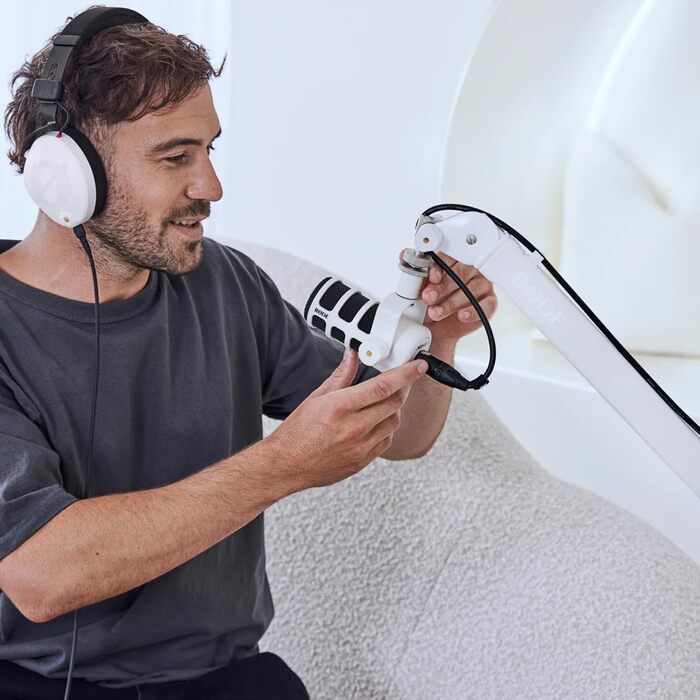 Rode PodMic професійний подкаст-мікрофон білий + кронштейн PSA1+ білий + кабель XLR keepdrum