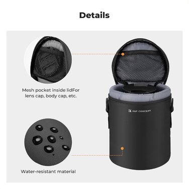 Сумка для об'єктива K&F Concept, водонепроникна, захисна, для DSLR/SLR, до 8x14 см