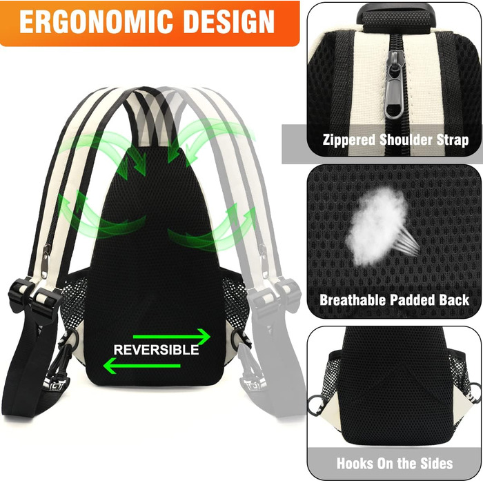 Сумка-слінг через плече, рюкзак для жінок та чоловіків з оксфордської тканини. Сумка через тіло, спортивна сумка, casual, для активного відпочинку, подорожей, покупок (Біла)