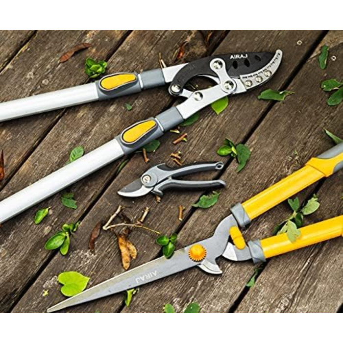 AIRAJ Telescopic Pruning Shears, Sharp SK-5 Carbon Steel Blade, Ergonomic Stable, Non-Slip Handle, Labor-Saving Four-Point Lever Design, Adjustable Reach 70-103cm Pruning Shears