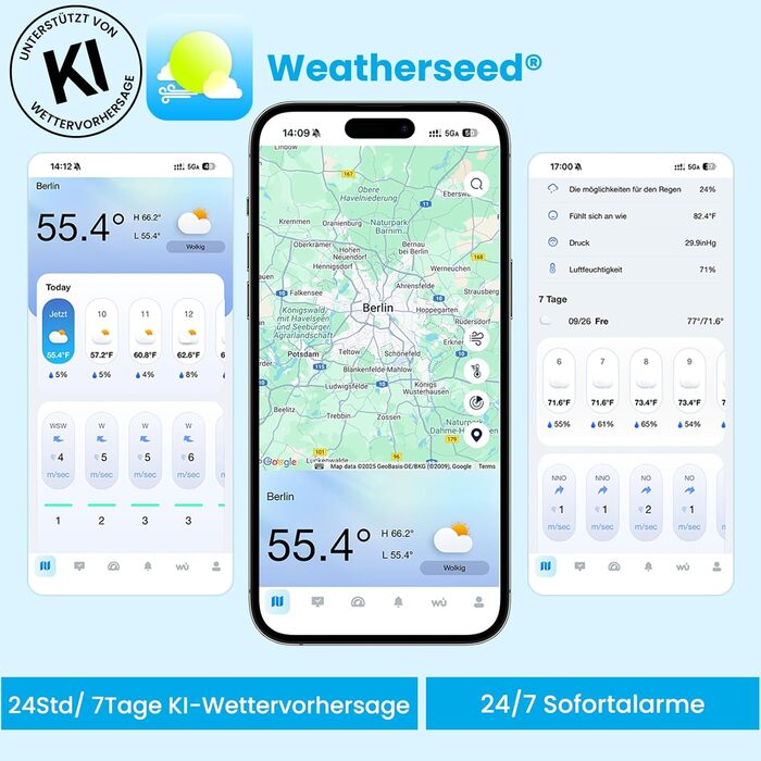 Метеостанція Sainlogic SA6 Plus Smart з Wi-Fi: Прогнозування погоди, датчик дощу, 2.4GHz, чорний