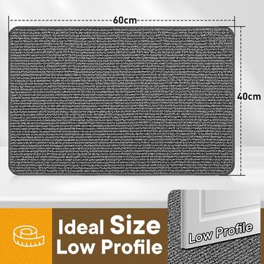 Привідний килимок Mibao 40x60 см, протиковзкий вбираючий килим для вхідних дверей, вологостійкий підкладник для взуття та лап тварин, світло-сірий