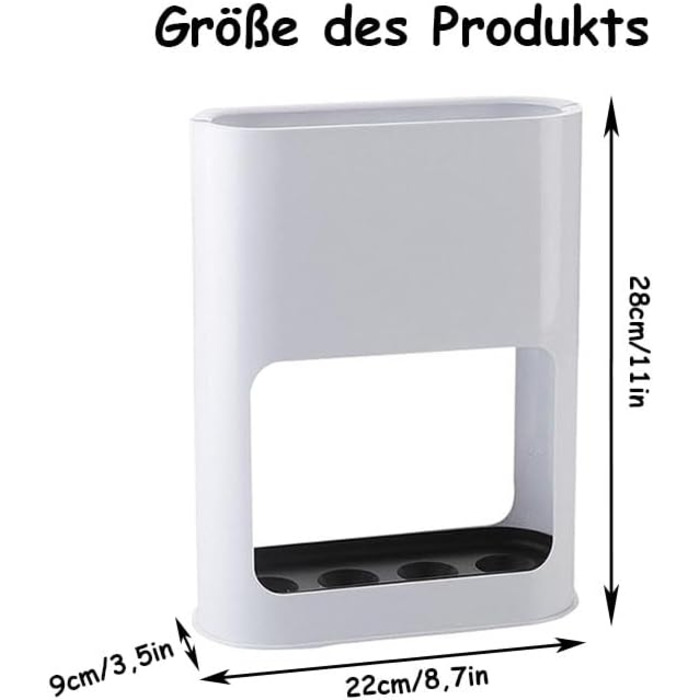 Підставка для парасольки з знімною підставкою для збору води, 22 x 9 x 28 см, 4 слоти, для дому, інтер'єру, в коридор (білий)