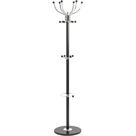 HAKU Furniture Coat Rack, Chrome, Black, Marble, Metal - Dimensions: H 176 cm x Ø 38 cm, Style: Modern