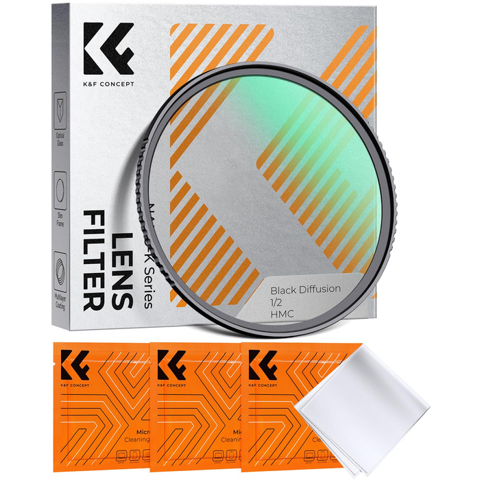 Фільтр K&F Concept 55mm Black Diffusion 1/2 для відео, портретів та блогу (K-серія)