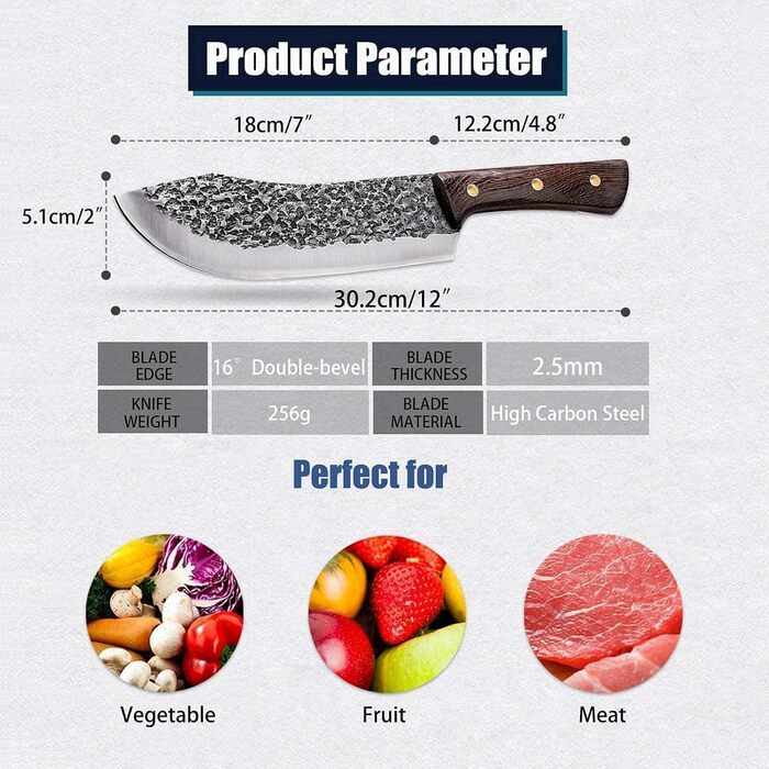 Ніж кухарський Profi Fleischmesser 30 см для м'яса, грилю, кухні та кемпінгу - гострий ніж для нарізки