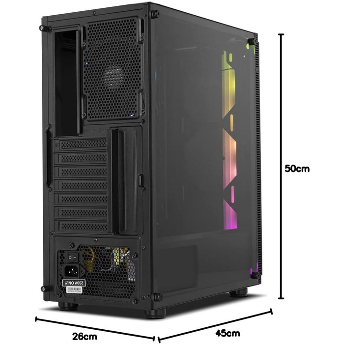 Корпус для ПК INFINITITY GAMMA: ATX, Micro ATX, USB 3.0, металева сітка, підтримка 3 вентиляторів, 4 HDD, відеокарта до 370 мм, чорний