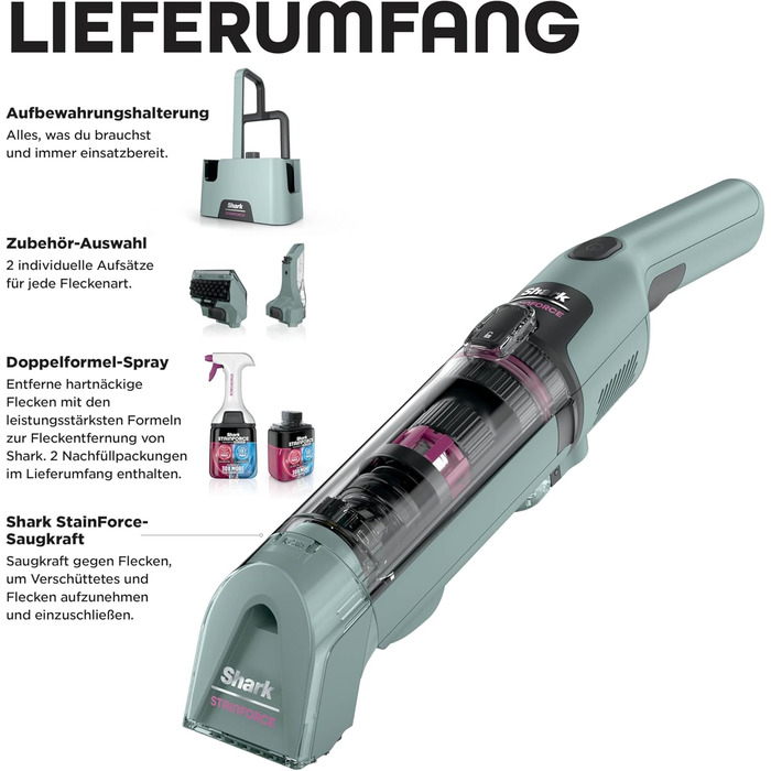 Shark StainForce: портативний бездротовий видалення плям та запахів для килимів та меблів (HX100EUCP)